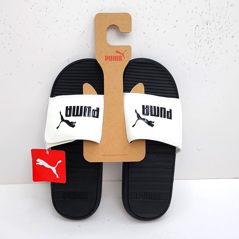 ⭐️PUMA💯 MEN’S FLIP FLOPS,  WHITE AND BLACK, SIZE 10